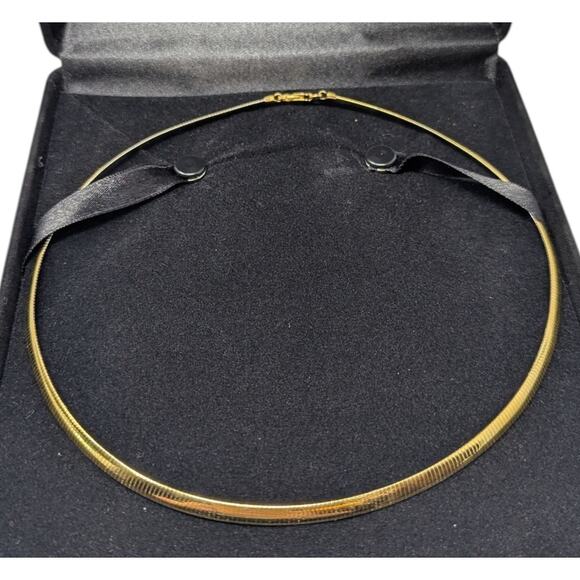 Italian 925 Sterling Silver Gold Vermeil Omega Chain Necklace 16” Made in Italy - Picture 1 of 4